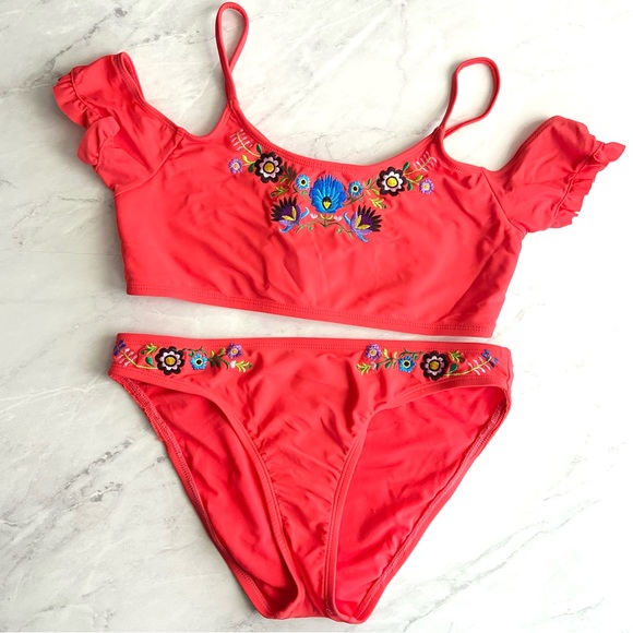 Heart & Harmony Girls Coral Swimsuit Size 16 - Picture 2 of 14